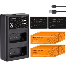 K&F Concept Batería de Cámara Recargable LP-E17 2pcs + Cargador + 64GB Tarjeta SD + Paños de Limpieza, para Canon EOS RP, Rebel
