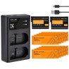 K&F Concept Batería de Cámara Recargable EN-EL15 2pcs + Cargador + Paños de Limpieza, para Nikon D7000, D7100, D7200, D750, D85