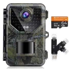 Cámara de Caza 2,7K 20MP 0,2s Disparo Impermeable IP66 + Tarjeta SD 64GB + Lector de Tarjeta